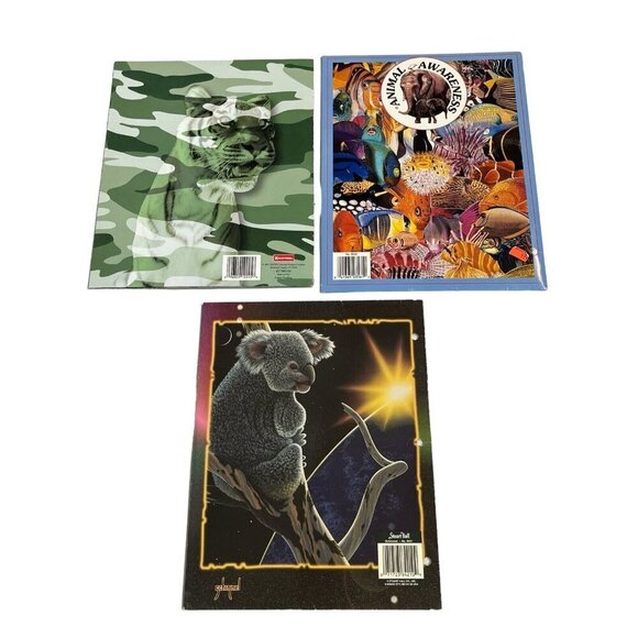 Vintage Folder‎ Lot Animals Tiger Fish Koala Bear 3 Pack Duo Tang Stuart Hall - Picture 3 of 6